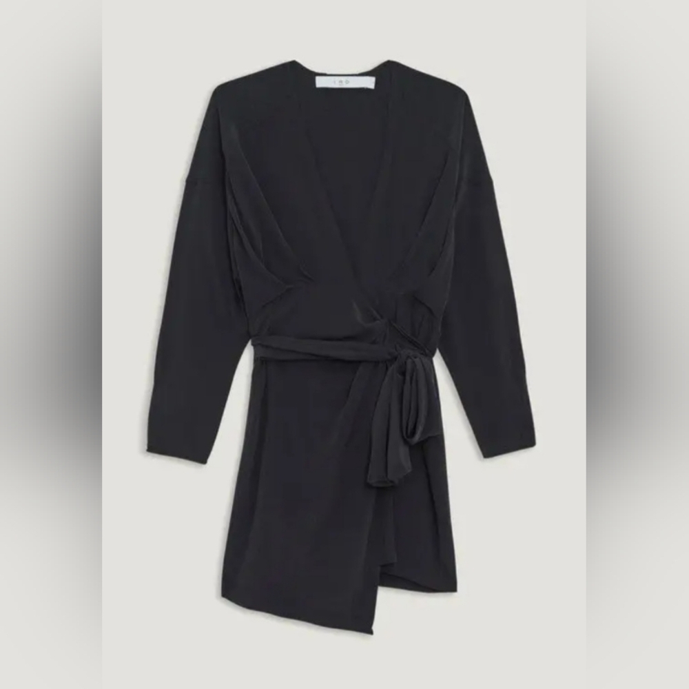 IRO Paris Women’s Inima Draped Wrap Dress 100% silk in black size 34 (Size xs/2)